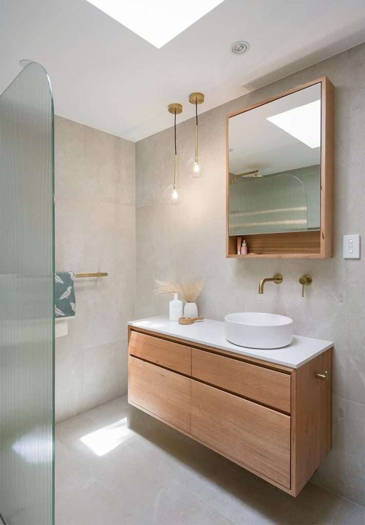 Timber mirror cabinet and timber vanity