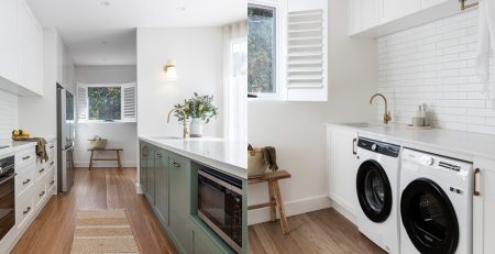 Open plan kitchen and laundry
